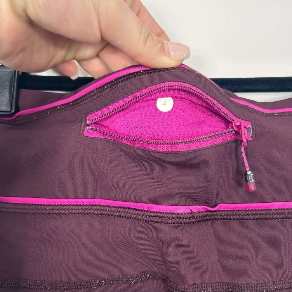 LULULEMON maroon 7/8ths length leggings V10 - Picture 4 of 10